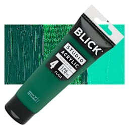 Blick Studio Acrylic Paint - Green Deep Permanent, 4 oz tube and swatch