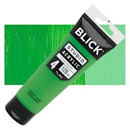 Blick Studio Acrylic Paint - Green Light Permanent, 4 oz tube and swatch