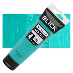 Blick Studio Acrylic Paint - Bright Aqua Green, 4 oz tube and swatch