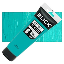 Blick Studio Acrylic Paint - Bright Aqua Green, 8 oz tube and swatch