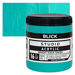 Blick Studio Acrylic Paint - Bright Aqua Green, 16 oz jar and swatch