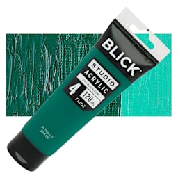 Blick Studio Acrylic Paint - Phthalo Green, 4 oz tube and swatch