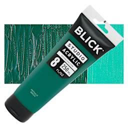 Blick Studio Acrylic Paint - Phthalo Green, 8 oz tube and swatch