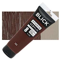 Blick Studio Acrylic Paint - Burnt Umber, 8 oz tube and swatch