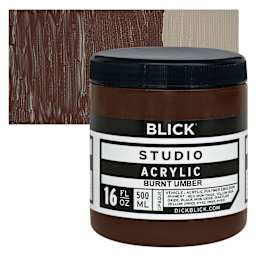 Blick Studio Acrylic Paint - Burnt Umber,  16 oz jar and swatch