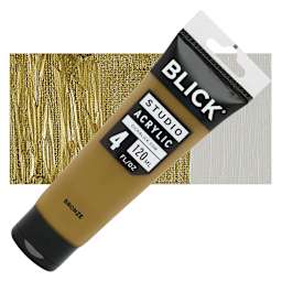 Blick Studio Acrylic Paint - Bronze (Metallic), 4 oz tube and swatch