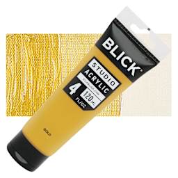 Blick Studio Acrylic Paint - Gold (Metallic), 4 oz tube and swatch