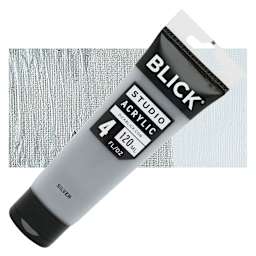 Blick Studio Acrylic Paint - Silver Metallic, 4 oz tube and swatch
