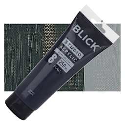 Blick Studio Acrylic Paint - Ivory Black, 8 oz tube and swatch