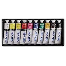 Daler-Rowney Graduate Acrylics - Introductory Set, Set of 10 colors, 38 ml tubes showing tubes