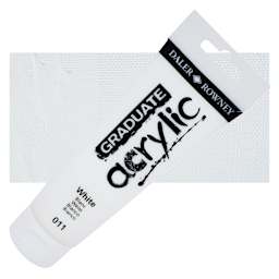 Daler-Rowney Graduate Acrylic Paint - White, 120 ml tube and swatch