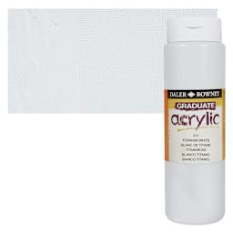 Daler-Rowney Graduate Acrylic Paint - White, 500 ml bottle and swatch