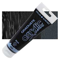 Daler-Rowney Graduate Acrylic Paint - Black, 120 ml tube and swatch