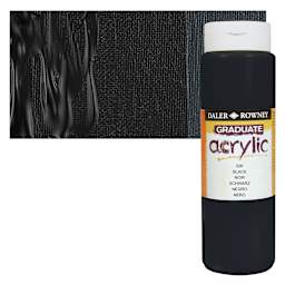 Daler-Rowney Graduate Acrylic Paint - Black, 500 ml bottle and swatch