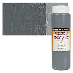 Daler-Rowney Graduate Acrylic Paint - Neutral Gray, 500 ml bottle and swatch