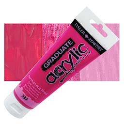 Daler-Rowney Graduate Acrylic Paint - Permanent Rose, 120 ml tube and swatch