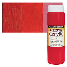 Daler-Rowney Graduate Acrylic Paint - Cadmium Red Deep Hue, 500 ml bottle and swatch