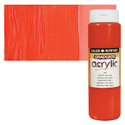 Daler-Rowney Graduate Acrylic Paint - Vermilion Hue, 500 ml bottle and swatch