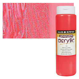 Daler-Rowney Graduate Acrylic Paint - Metallic Red, 500 ml bottle and swatch