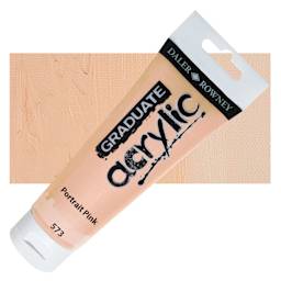 Daler-Rowney Graduate Acrylic Paint - Peach Pink, 120 ml tube and swatch
