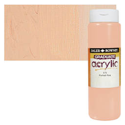 Daler-Rowney Graduate Acrylic Paint - Peach Pink, 500 ml bottle and swatch