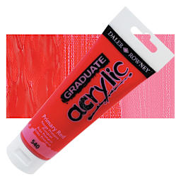 Daler-Rowney Graduate Acrylic Paint - Primary Red, 120 ml tube and swatch