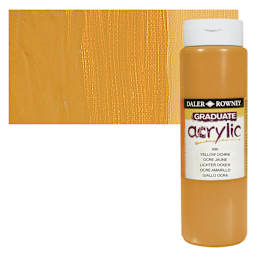 Daler-Rowney Graduate Acrylic Paint - Yellow Ochre, 500 ml bottle and swatch