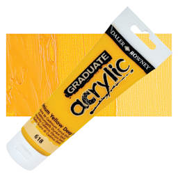Daler-Rowney Graduate Acrylic Paint - Cadmium Yellow Deep Hue, 120 ml tube and swatch