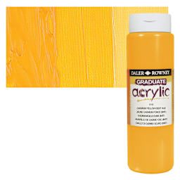 Daler-Rowney Graduate Acrylic Paint - Cadmium Yellow Deep Hue, 500 ml bottle and swatch