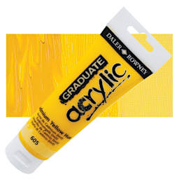 Daler-Rowney Graduate Acrylic Paint - Cadmium Yellow Hue, 120 ml tube and swatch
