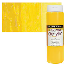 Daler-Rowney Graduate Acrylic Paint - Primary Yellow, 500 ml bottle and swatch