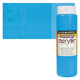 Daler-Rowney Graduate Acrylic Paint - Coeruleum Hue, 500 ml bottle and swatch