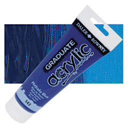 Daler-Rowney Graduate Acrylic Paint - Phthalo Blue, 120 ml tube and swatch
