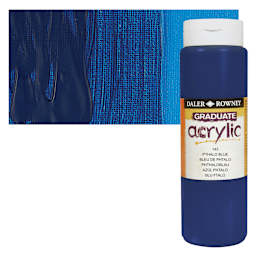 Daler-Rowney Graduate Acrylic Paint - Phthalo Blue, 500 ml bottle and swatch