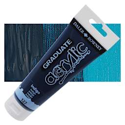 Daler-Rowney Graduate Acrylic Paint - Indigo, 120 ml tube and swatch