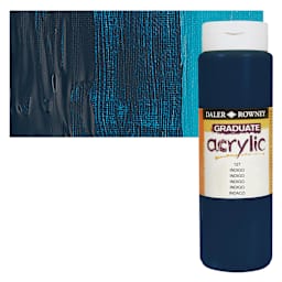 Daler-Rowney Graduate Acrylic Paint - Indigo, 500 ml bottle and swatch