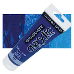 Daler-Rowney Graduate Acrylic Paint - Ultramarine, 120 ml tube and swatch