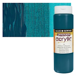 Daler-Rowney Graduate Acrylic Paint - Phthalo Turquoise, 500 ml bottle and swatch