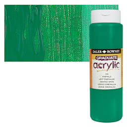 Daler-Rowney Graduate Acrylic Paint - Emerald, 500 ml bottle and swatch