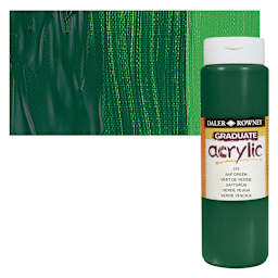Daler-Rowney Graduate Acrylic Paint - Sap Green, 500 ml bottle and swatch