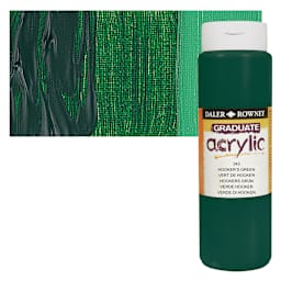 Daler-Rowney Graduate Acrylic Paint - Hooker's Green, 500 ml bottle and swatch