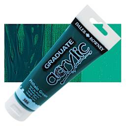 Daler-Rowney Graduate Acrylic Paint - Phthalo Green, 120 ml tube and swatch