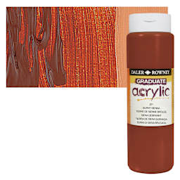 Daler-Rowney Graduate Acrylic Paint - Burnt Sienna, 500 ml bottle and swatch