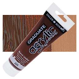 Daler-Rowney Graduate Acrylic Paint - Burnt Umber, 120 ml tube and swatch