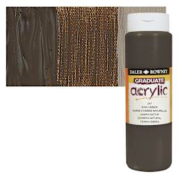 Daler-Rowney Graduate Acrylic Paint - Raw Umber, 500 ml bottle and swatch