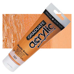 Daler-Rowney Graduate Acrylic Paint - Metallic Brown, 120 ml tube and swatch