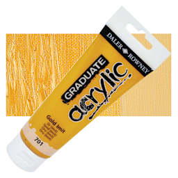 Daler-Rowney Graduate Acrylic Paint - Gold Imitation, 120 ml tube and swatch