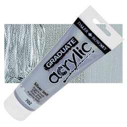 Daler-Rowney Graduate Acrylic Paint - Silver Imitation, 120 ml tube and swatch