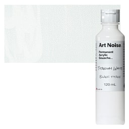Tri-Art Art Noise Permanent Acrylic Gouache - Titanium White, 120 ml, Bottle and swatch