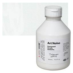 Tri-Art Art Noise Permanent Acrylic Gouache - Titanium White, 500 ml, Bottle and swatch